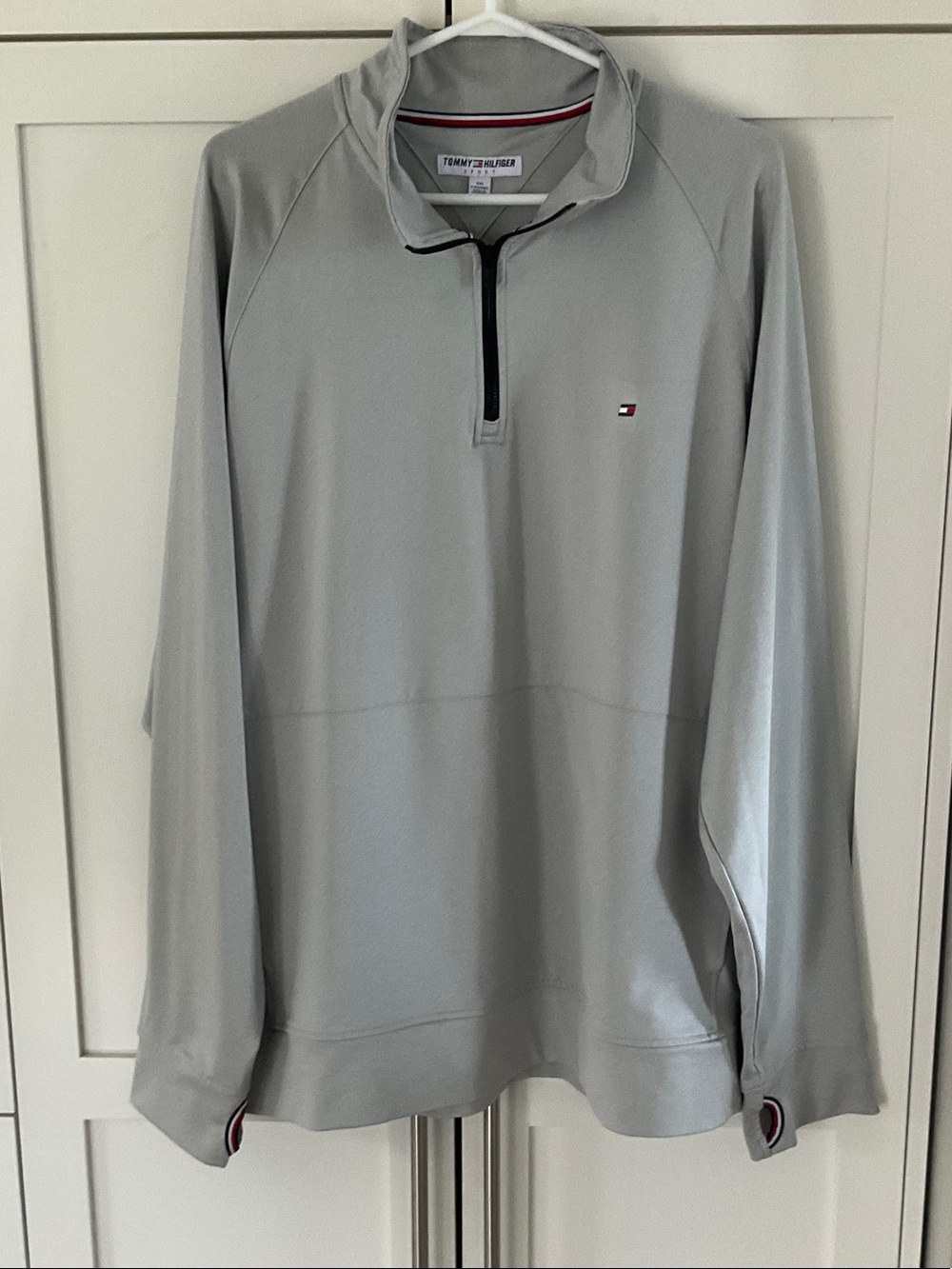 Tommy Hilfiger Men's Light Gray Quarter Zip Pullover Sweater